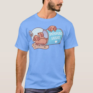 Camiseta Cães De Enchimento De Dachshund Bonitos Em Uma Lat