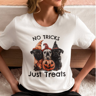 Camiseta Cães de Halloween sem Truques Só Guloseimas