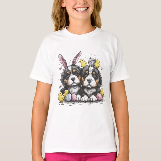 Camiseta Cães de Montanha Bernese páscoas (Frente)