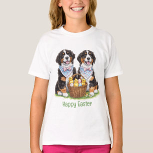 Camiseta Cães de Montanha felz pascoa Bernese