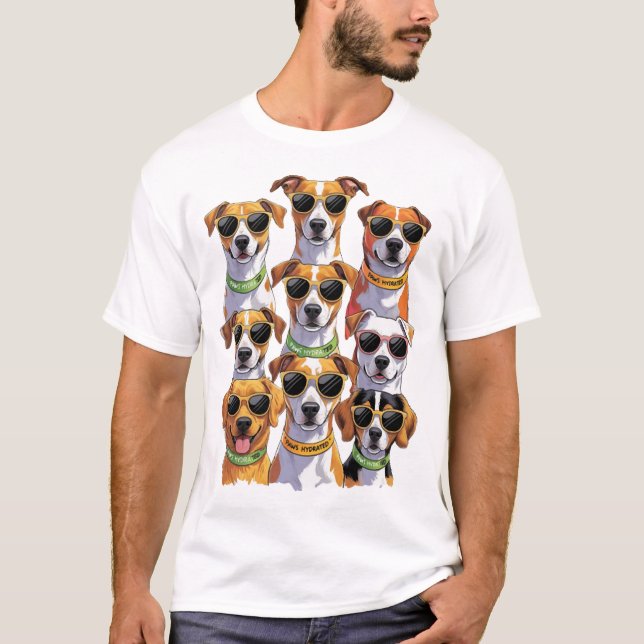 Camiseta Cães de óculos de sol Patas Hidradas (Frente)