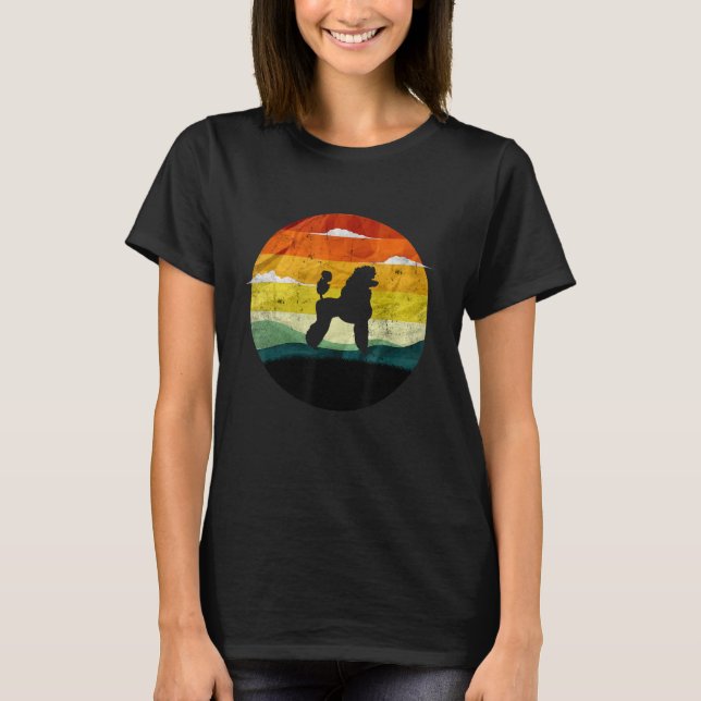 Camiseta Cães de Poodle Retrovisores Animais Sunset 60s 70s (Frente)