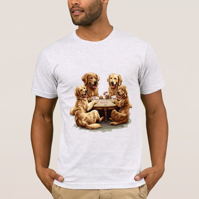 Camiseta Cães De Reprodução De Ouro Bonito Jogando Cartões (Frente)