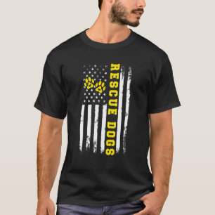Camiseta Cães de Resgate Resgate de Cães Bandeira Americana