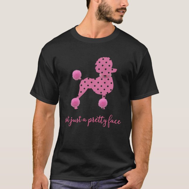 CAMISETA CÃES DE ROSTO BONITO DO POODLE BOLINHAS PINK POODL (Frente)