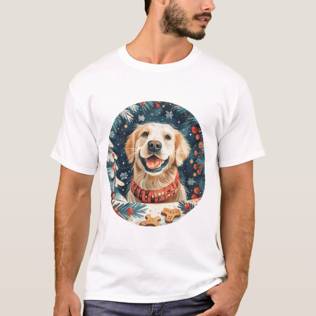 Camiseta Cães de varejo de Ouro de Natal (Frente)