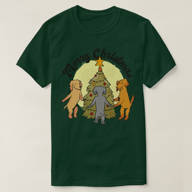 Camiseta Cães decoração de árvores de Natal Legal toalha de (Frente do Design)