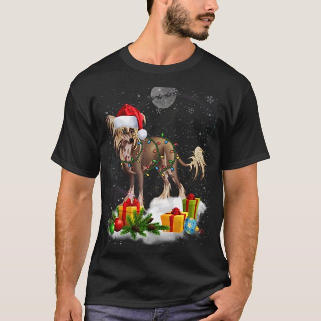 Camiseta Cães Deitados Chineses Noivos Noel Hat Xma (Frente)
