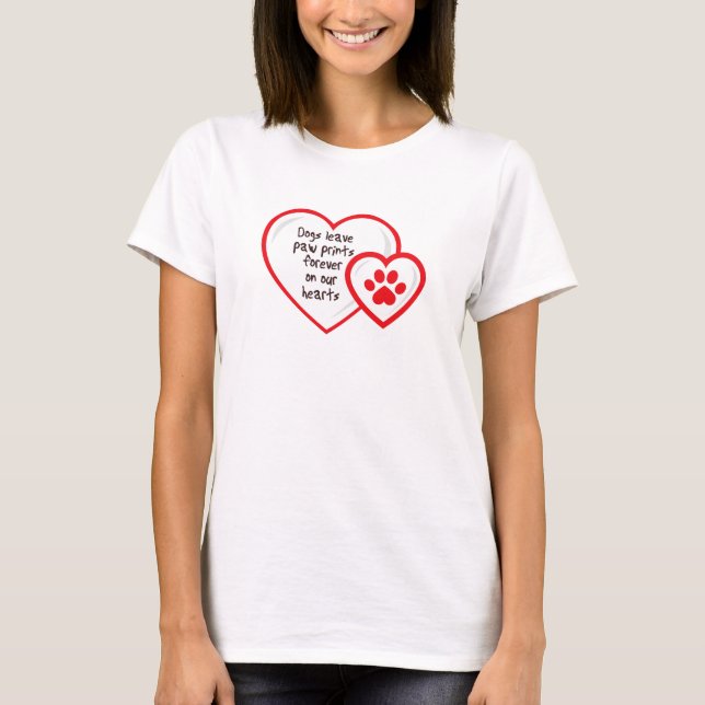 Camiseta cães deixam pegadas em nossos corações (Frente)