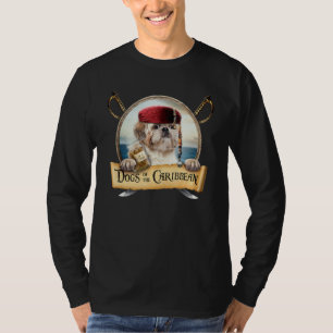 Camiseta Cães do Caribe Cachorro Pirata Fofo Shih Tzu