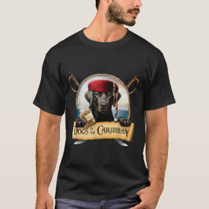 Camiseta Cães do Caribe - Labrador Preto Pirata Fofo