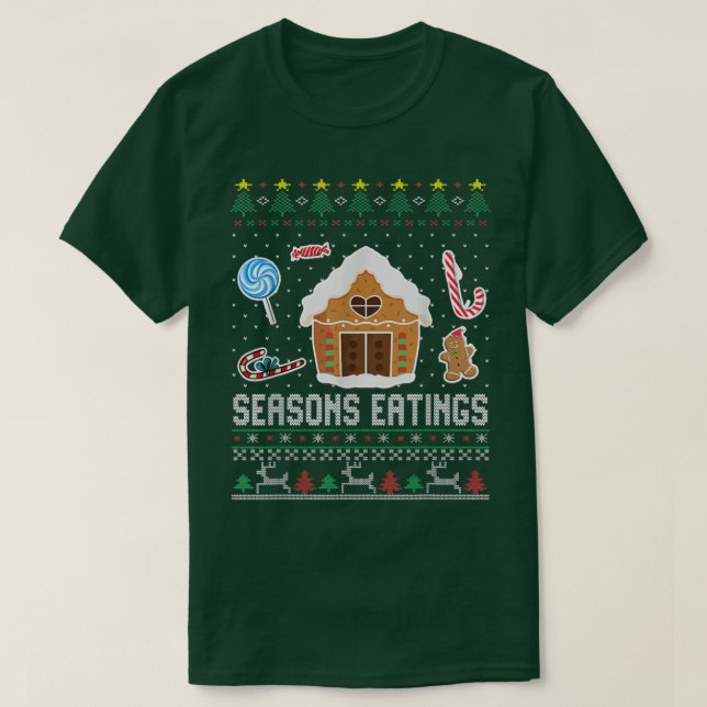 Camiseta Cães e bolos de Natal (Frente do Design)
