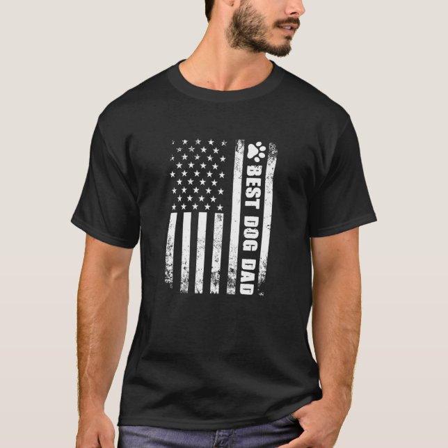 Camiseta Cães E Cães Pai Bandeira Americana Amigos Dos Eua (Frente)