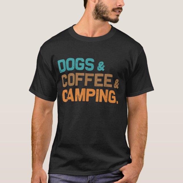 Camiseta cães e café e campismo (Frente)