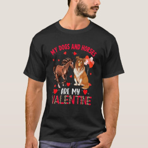 Camiseta Cães E Cavalos São Meu Sheltie De Valentine Com Fa