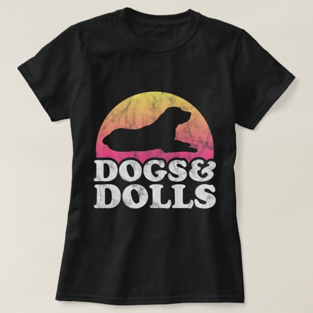 Camiseta Cães e Dolls Mens ou Mulheres Cachorro e Boneca (Frente do Design)