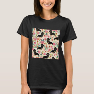 Camiseta Cães E Flores Dachshund