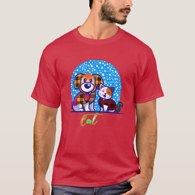 Camiseta Cães E Gatos Amigos Para Sempre (Frente)
