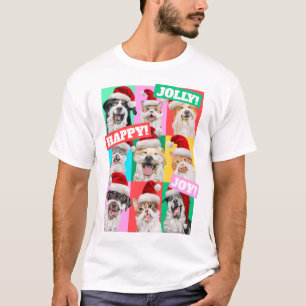 Camiseta Cães e Gatos com Barba de Papai Noel