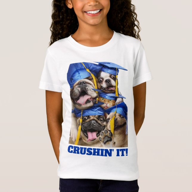 Camiseta Cães e Gatos Formandos em Cabine de Fotos (Frente)