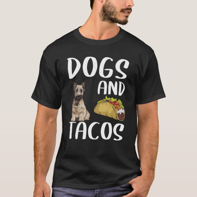 Camiseta Cães E Tacos Skye Terrier Comida Mexicana (Frente)