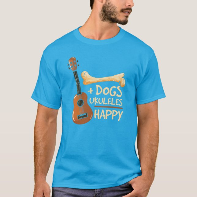 Camiseta Cães e Ukulele Me Fazem Feliz Novidade (Frente)