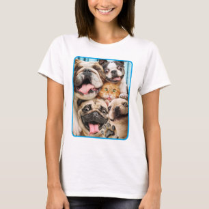 Camiseta Cães e uma Foto de Grupo de Gatos
