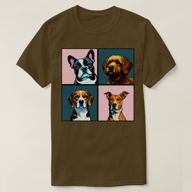 Camiseta Cães em fundo rosa (Frente do Design)