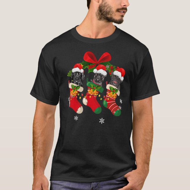 Camiseta Cães Em Meias De Natal Touro (Frente)