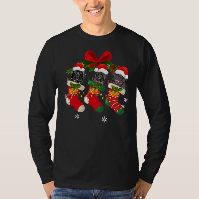 Camiseta Cães Em Meias De Natal Touro (Frente)