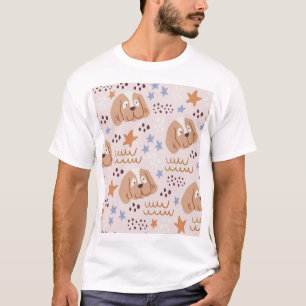 Camiseta Cães, estrelas, linhas, linhagens, sem costura: