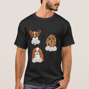 Camiseta Cães Florais Papillon Inglês Espanhol Goldendoo