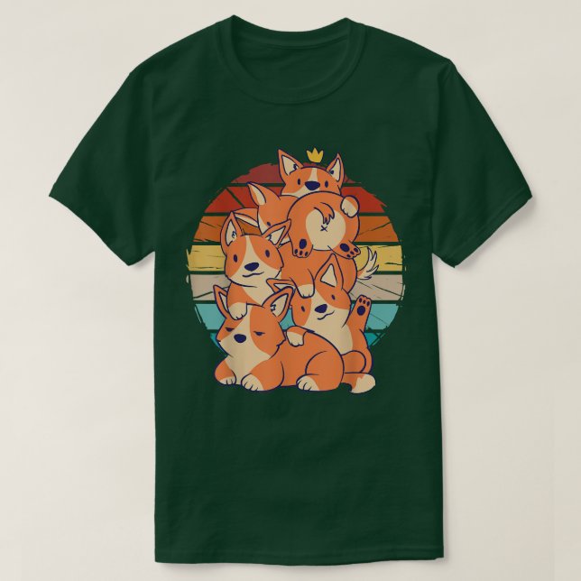 Camiseta Cães fofinhos de Corgi em cima um do outro (Frente do Design)