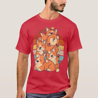 Camiseta Cães fofinhos de Corgi em cima um do outro