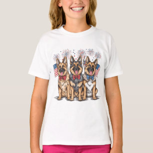 Camiseta Cães German shepherd Do Dia 4 De Julho