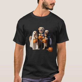 Camiseta Cães Golden Retriever Doces ou Travessuras Hallowe