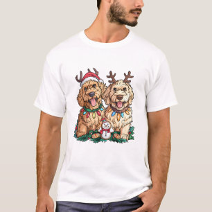 Camiseta Cães Goldendoodle de Natal