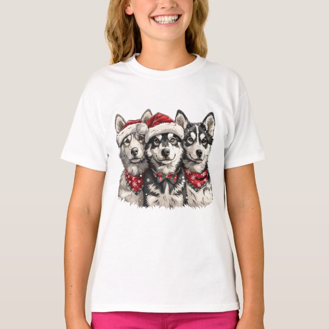 Camiseta Cães Husky de Natal (Frente)
