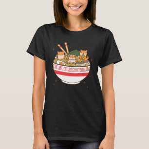 Camiseta Cães Kawaii comendo Ramen