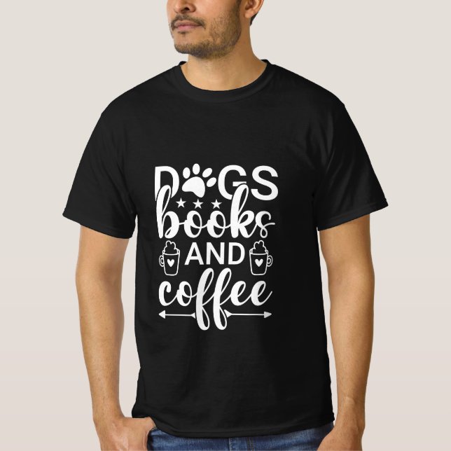 Camiseta Cães, livros e café (Frente)