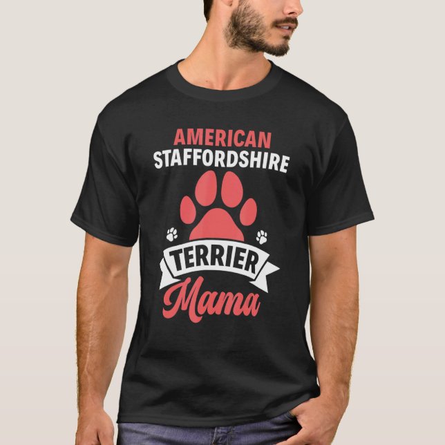 Camiseta Cães Mãe Amstaff Americano Staffordshire Terrier M (Frente)