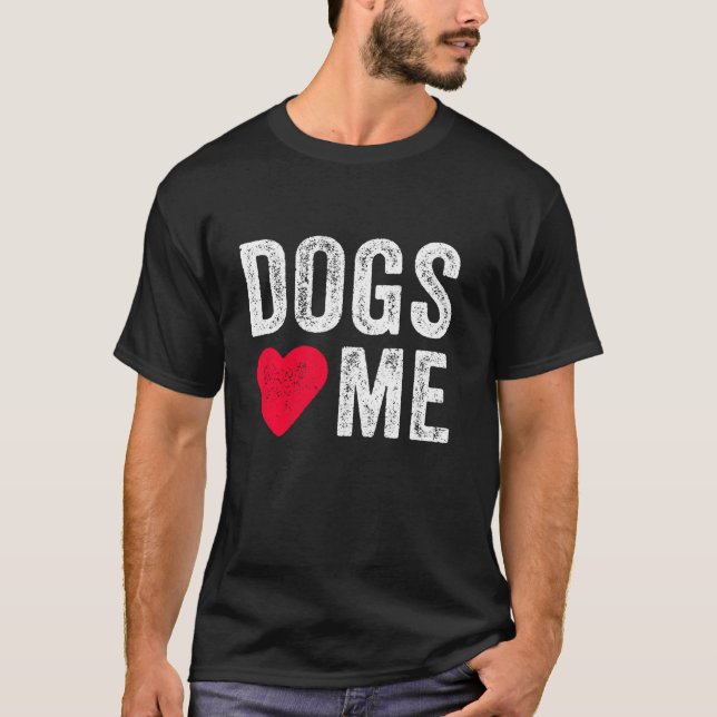 Camiseta Cães Me Ama Cardíaco Pet Owner Pai Mãe Puppy Vi (Frente)