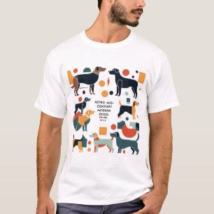 Camiseta Cães Modernos Retro de Meados do Século 50s 60s es