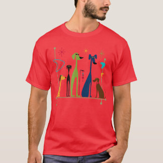 Camiseta Cães Modernos Retro de Meados do Século 50s 60s Es