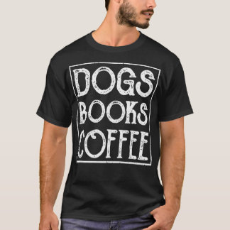 Camiseta Cães Mulheres Livros Gráfico Café Tee Premium