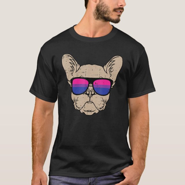 Camiseta Cães Óculos Solares Orgulho Bi-Sexual Puppy Orgulh (Frente)