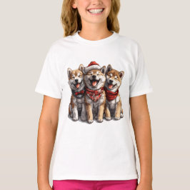 Camiseta Cães Papais noeis de Shiba Inu de Natal