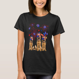 Camiseta Cães Pastor Alemão Bandeira Americana 4 de Julho