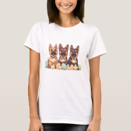 Camiseta Cães Pastor Alemão de Páscoa