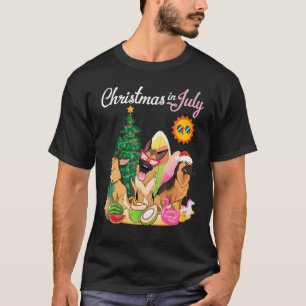 Camiseta Cães Pastor Alemão Feliz Natal Em Julho Mãe